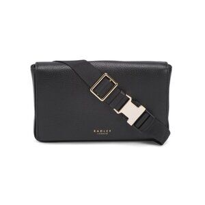 RADLEY LONDON Black Leather Seaton Street Mini Flapover Belt Bag